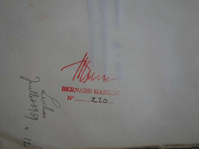 Bernard HERZOG : Pyramide abstraite, Dessin original signé