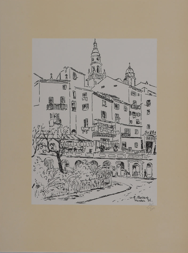 Georges BOINOT : Voyages, Menton, Lithographie originale signée