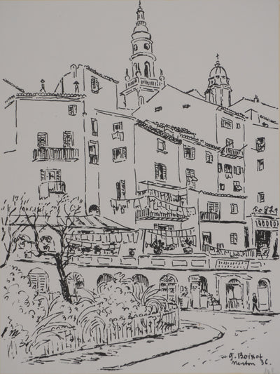 Georges BOINOT : Voyages, Menton, Lithographie originale signée