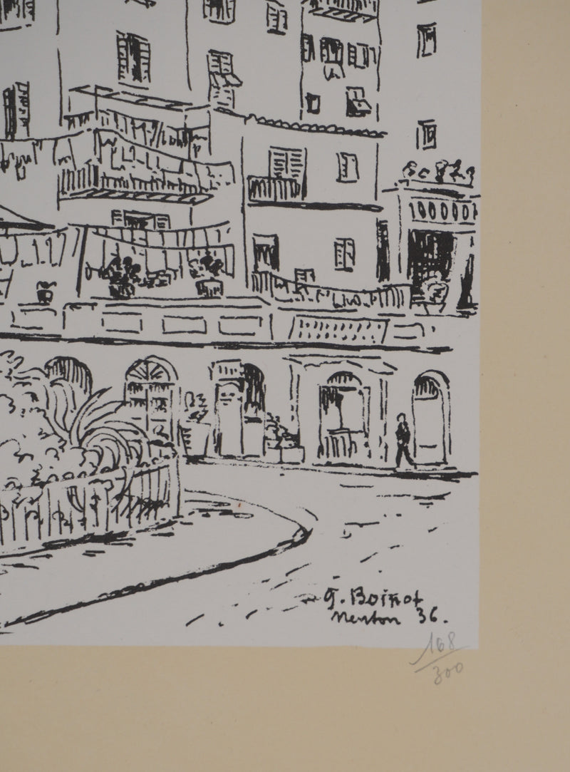 Georges BOINOT : Voyages, Menton, Lithographie originale signée