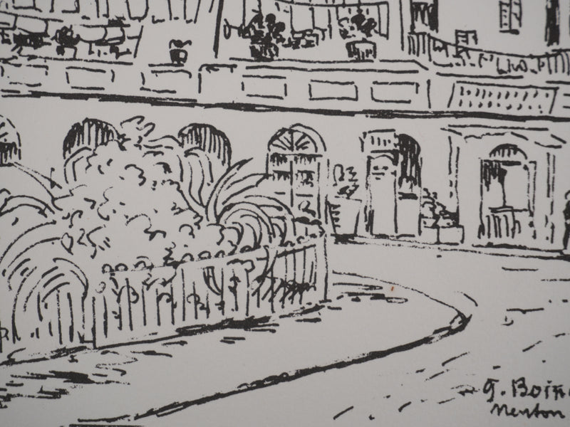 Georges BOINOT : Voyages, Menton, Lithographie originale signée