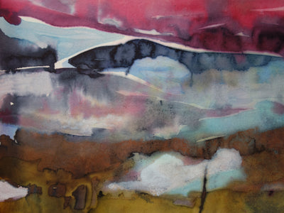 Bernard HERZOG : Dans les nuages, Aquarelle originale signée