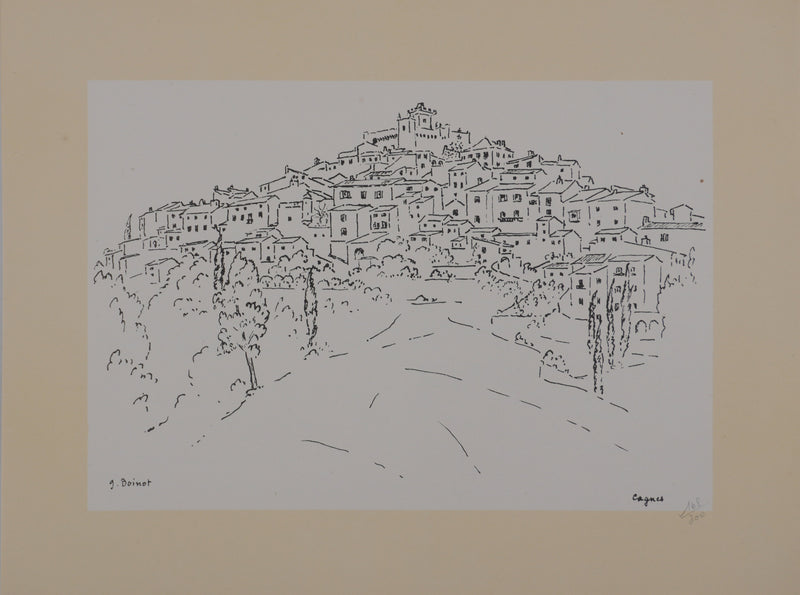 Georges BOINOT : Voyages, Cagnes, Lithographie originale signée