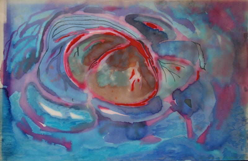 Bernard HERZOG : A travers le cercle rouge, Aquarelle originale signée