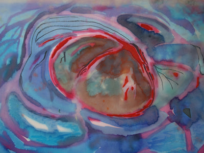 Bernard HERZOG : A travers le cercle rouge, Aquarelle originale signée