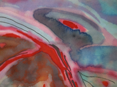 Bernard HERZOG : A travers le cercle rouge, Aquarelle originale signée