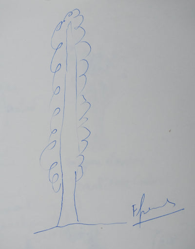Baron d'ESNEVAL : Le grand arbre, Autographe et dessin original signé