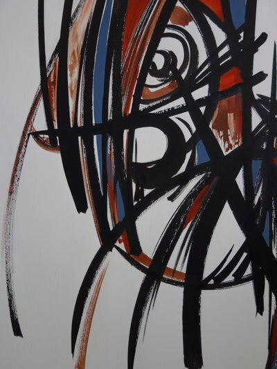 Bernard HERZOG : Composition rouge, Dessin original signé