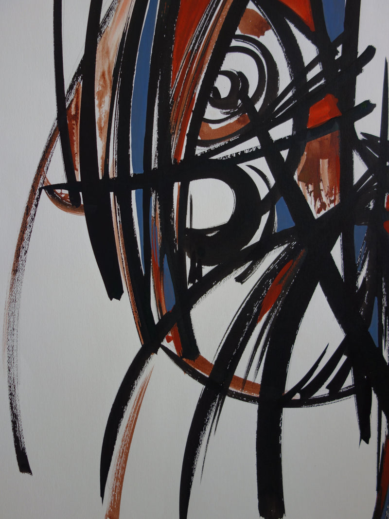 Bernard HERZOG : Composition rouge, Dessin original signé