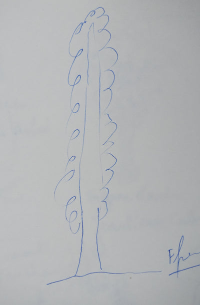 Baron d'ESNEVAL : Le grand arbre, Autographe et dessin original signé