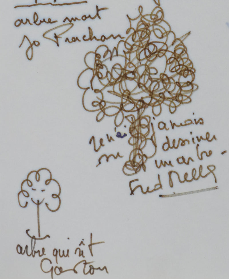 Les Compagnons (de la Chanson) : Le grand arbre, Autographe et dessin original signé