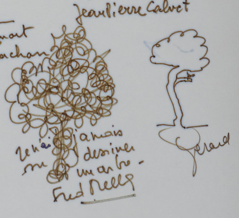 Les Compagnons (de la Chanson) : Le grand arbre, Autographe et dessin original signé