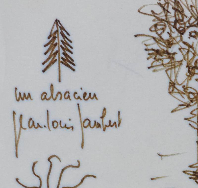 Les Compagnons (de la Chanson) : Le grand arbre, Autographe et dessin original signé