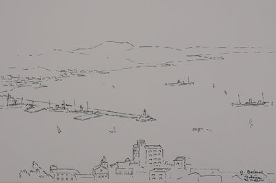 Georges BOINOT : Voyages, Port en Mediterranée, Lithographie originale signée