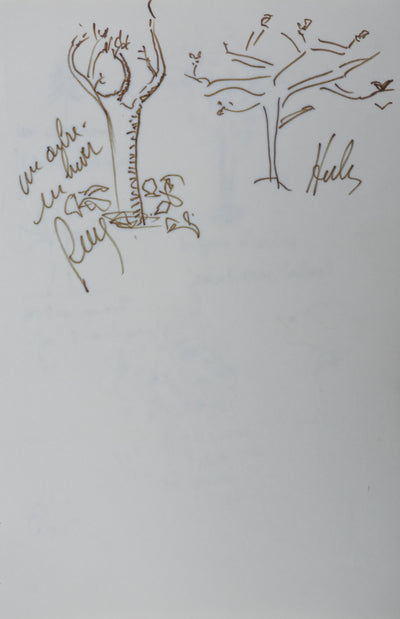 Les Compagnons (de la Chanson) : Le grand arbre, Autographe et dessin original signé