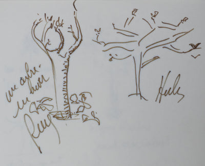 Les Compagnons (de la Chanson) : Le grand arbre, Autographe et dessin original signé