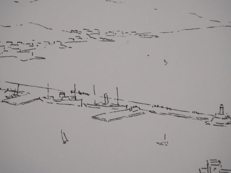 Georges BOINOT : Voyages, Port en Mediterranée, Lithographie originale signée