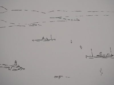 Georges BOINOT : Voyages, Port en Mediterranée, Lithographie originale signée