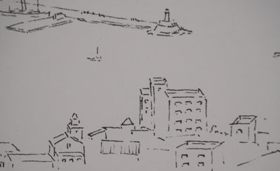 Georges BOINOT : Voyages, Port en Mediterranée, Lithographie originale signée