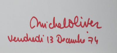 Michel OLIVIER : Le pommier coloré, Autographe et dessin original signé