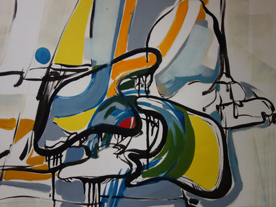 Bernard HERZOG : Composition orange, Dessin original signé