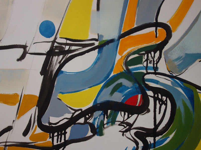 Bernard HERZOG : Composition orange, Dessin original signé