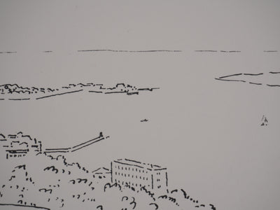 Georges BOINOT : Voyages, Vue sur Cannes, Lithographie originale signée