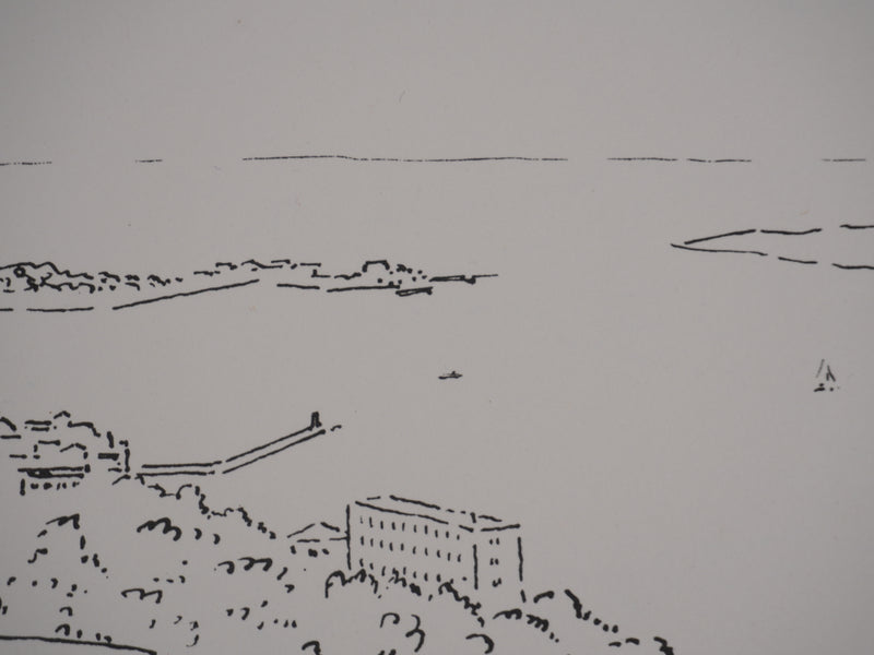 Georges BOINOT : Voyages, Vue sur Cannes, Lithographie originale signée