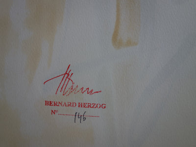 Bernard HERZOG : Composition orange, Dessin original signé