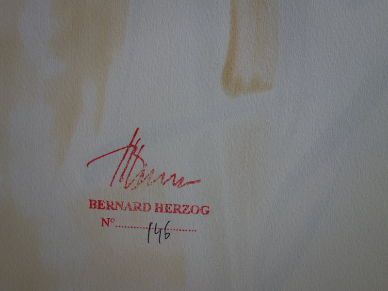 Bernard HERZOG : Composition orange, Dessin original signé