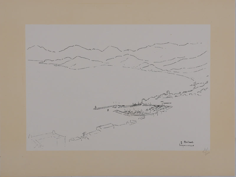Georges BOINOT : Voyages, Au pied des montagnes, Lithographie originale signée