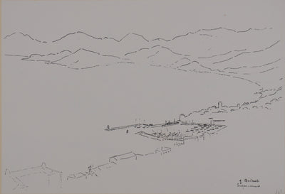 Georges BOINOT : Voyages, Au pied des montagnes, Lithographie originale signée