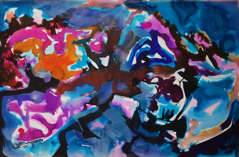 Bernard HERZOG : Ondes magnétiques, Aquarelle originale signée