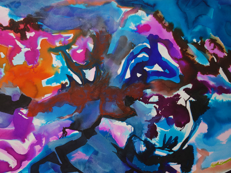 Bernard HERZOG : Ondes magnétiques, Aquarelle originale signée