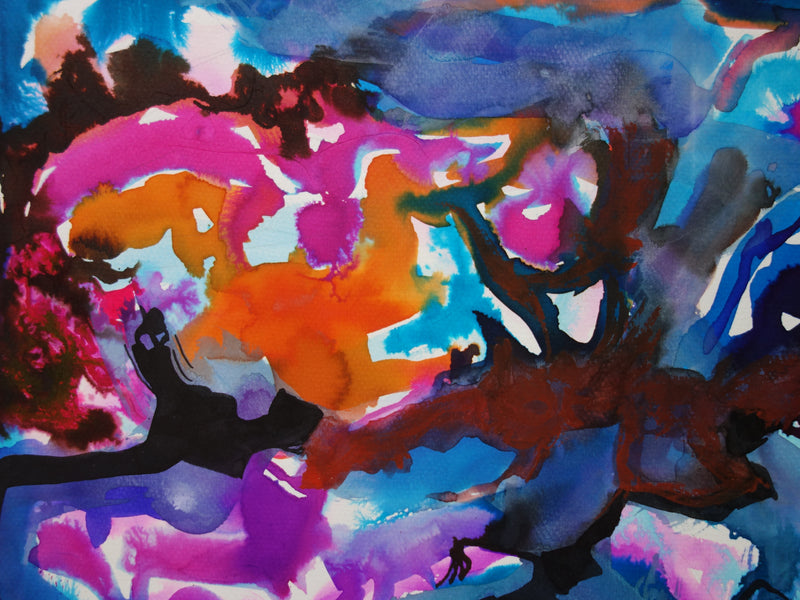 Bernard HERZOG : Ondes magnétiques, Aquarelle originale signée