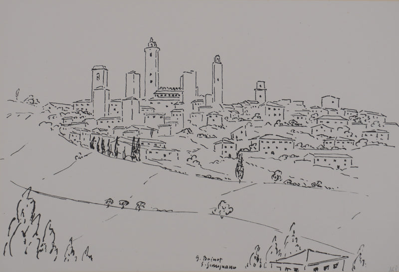 Georges BOINOT : Voyages, Villages aux tours, Lithographie originale (photo de détail 2) - Crédit photo : Galerie Art.Paris