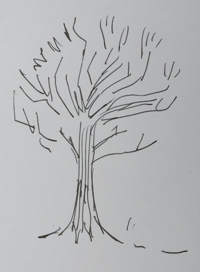 Pierre LEFRANC : L'arbre en noir, Autographe et dessin original signé