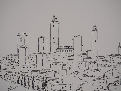 Georges BOINOT : Voyages, Villages aux tours, Lithographie originale (photo de détail 5) - Crédit photo : Galerie Art.Paris