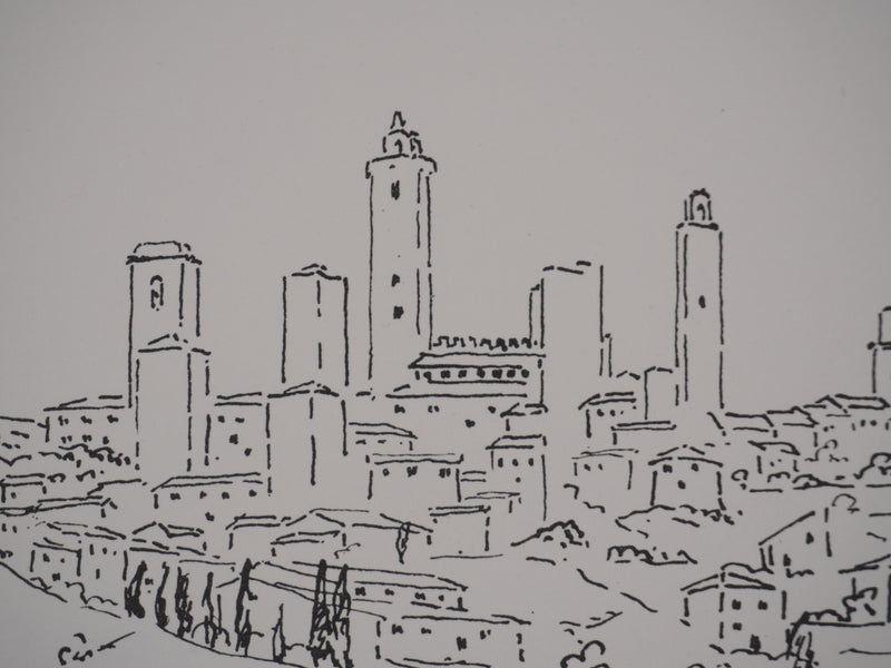 Georges BOINOT : Voyages, Villages aux tours, Lithographie originale (photo de détail 5) - Crédit photo : Galerie Art.Paris