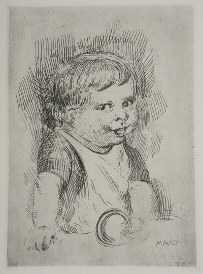 Maurice DENIS : L'Enfant au tambourin, Gravure originale signée