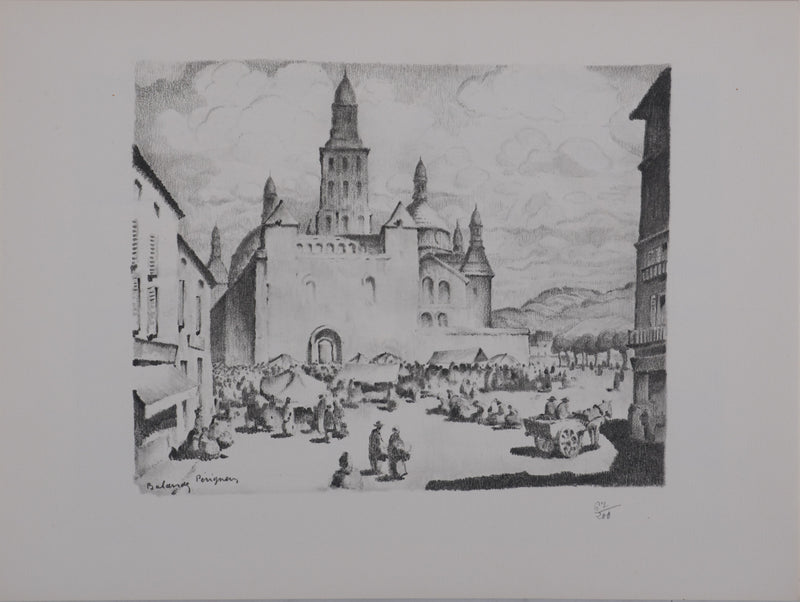 Gaston BALANDE : Cathédrales, Périgueux, Lithographie originale signée