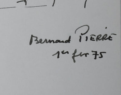 Bernard PIERRE : L'arbre au pied de la montagne, Autographe et dessin original signé