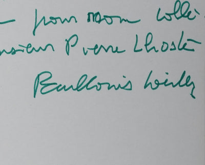 Paul-Louis WEILLER : Une fleur verte, Autographe et dessin original signé