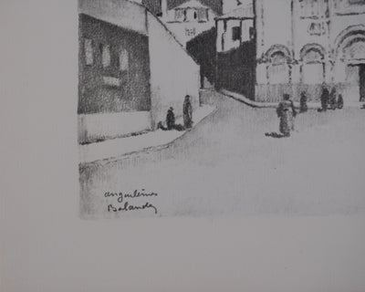 Gaston BALANDE : Cathédrales, Angoulême, Lithographie originale signée