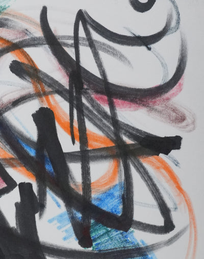 Jacques DEMOULIN : Composition colorée à l'arbre, Dessin original signé