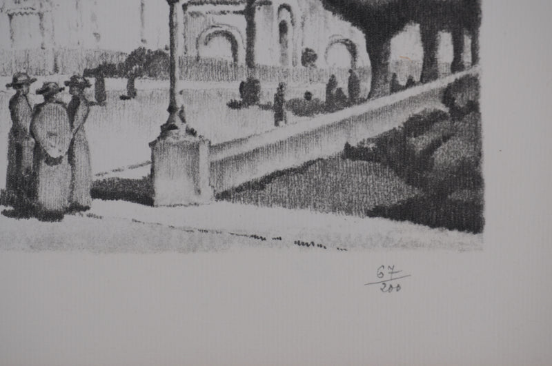 Gaston BALANDE : Cathédrales, Angoulême, Lithographie originale signée