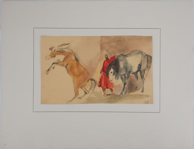 Eugène DELACROIX (d'après) : Le marchand de chevaux, Lithographie signée