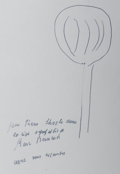 Marc BERNARD : L'arbre bleu, Autographe et dessin original signé