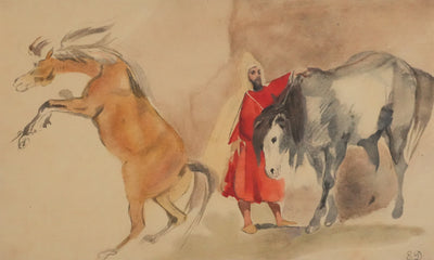 Eugène DELACROIX (d'après) : Le marchand de chevaux, Lithographie signée