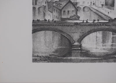 Gaston BALANDE : Cathédrales, Strasbourg, Lithographie originale signée